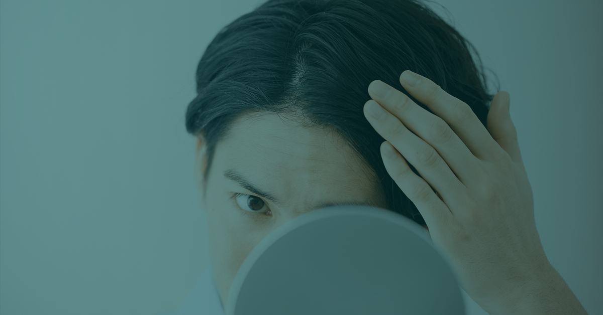 Checking hairline and hair health.